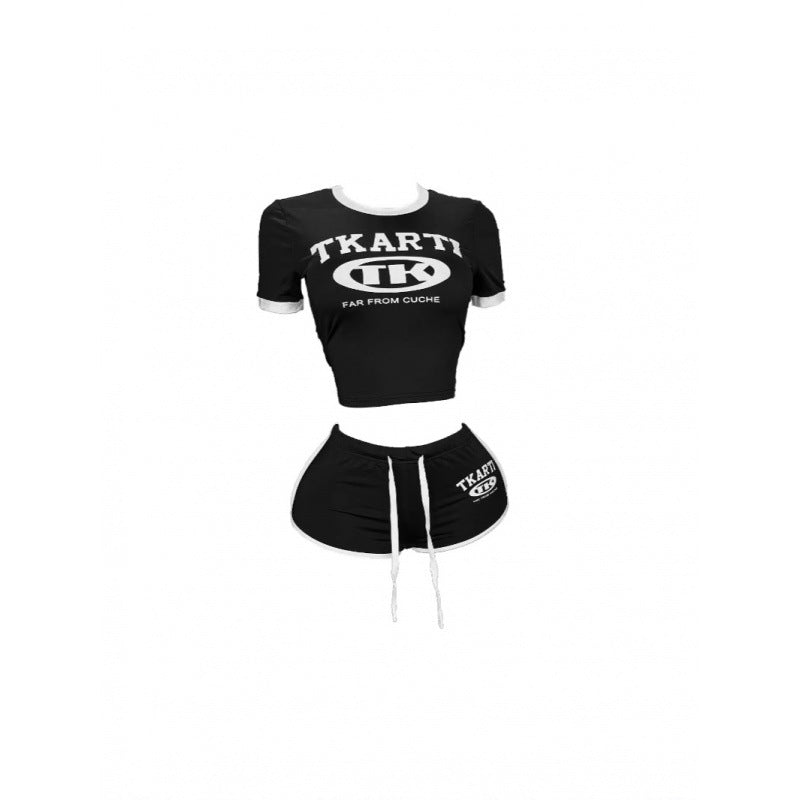 Damen Sportliches Kurzarm-Top und Shorts Set im modernen Design Drune