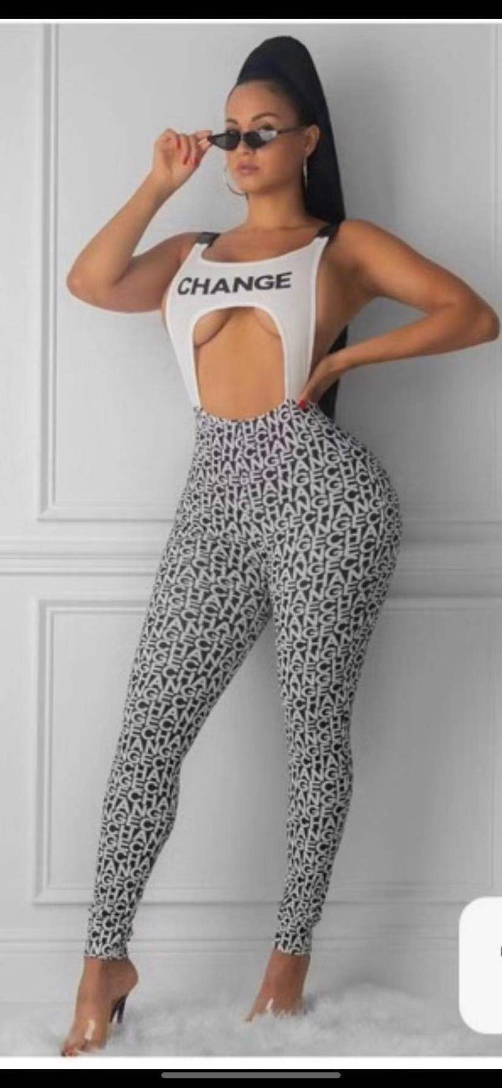 Damen körperbetontes Sport-Outfit mit modischem Print Drune