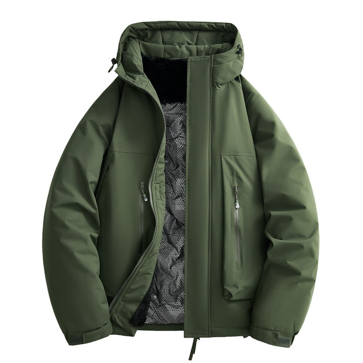 Herren wasserabweisende gefütterte Winterjacke mit Kapuze und weichem Fleece-Innenfutter Drune
