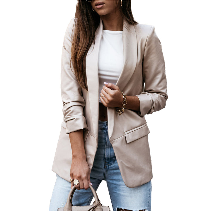 Damen Eleganter Lederblazer mit modernem Schnitt und funktionalem Design Drune