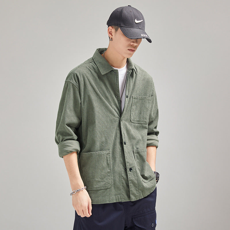Herren Kord-Workwear-Überhemd mit Brust- und Eingrifftaschen Drune