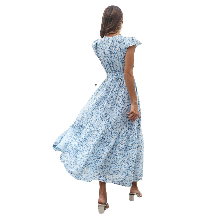 Damen Maxikleid mit floralem Muster und Taillengürtel Drune
