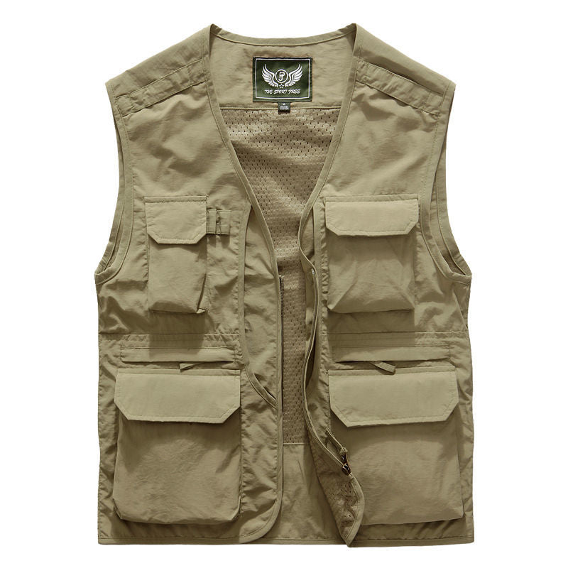 Herren Utility Outdoor-Weste mit Mehrfachtaschen und Frontreißverschluss Drune