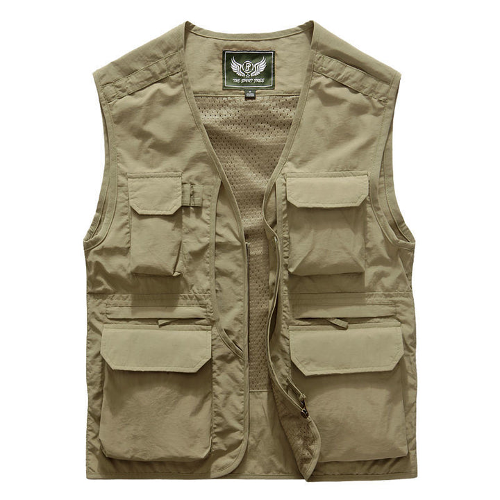 Herren Utility Outdoor-Weste mit Mehrfachtaschen und Frontreißverschluss Drune