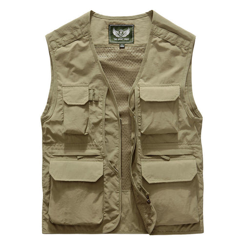 Herren Utility Outdoor-Weste mit Mehrfachtaschen und Frontreißverschluss Drune