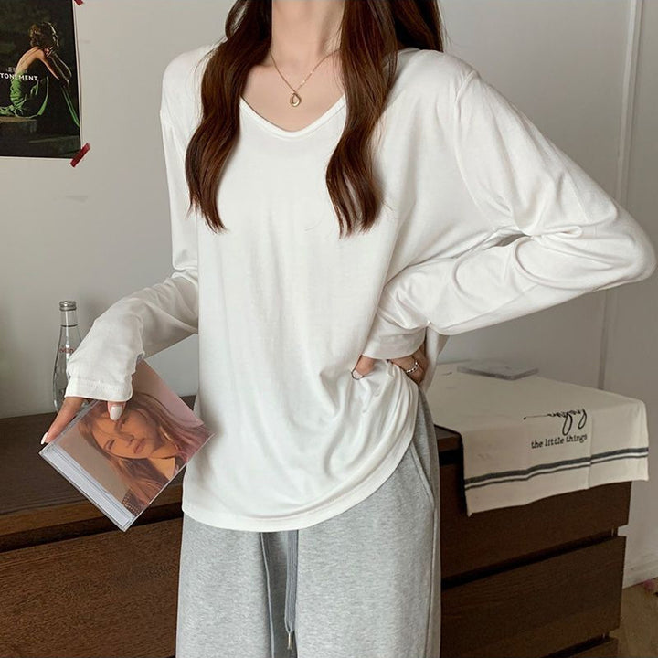 Damen Langarmshirt mit V-Ausschnitt und komfortablem Schnitt Drune