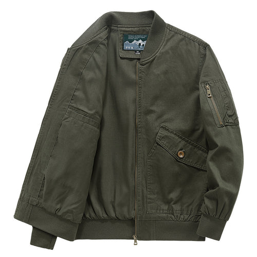 Herren leichter Canvas‑Bomber im Pilotencut mit Zip‑Ärmeltasche und schräg aufgesetzten Pattentaschen Drune