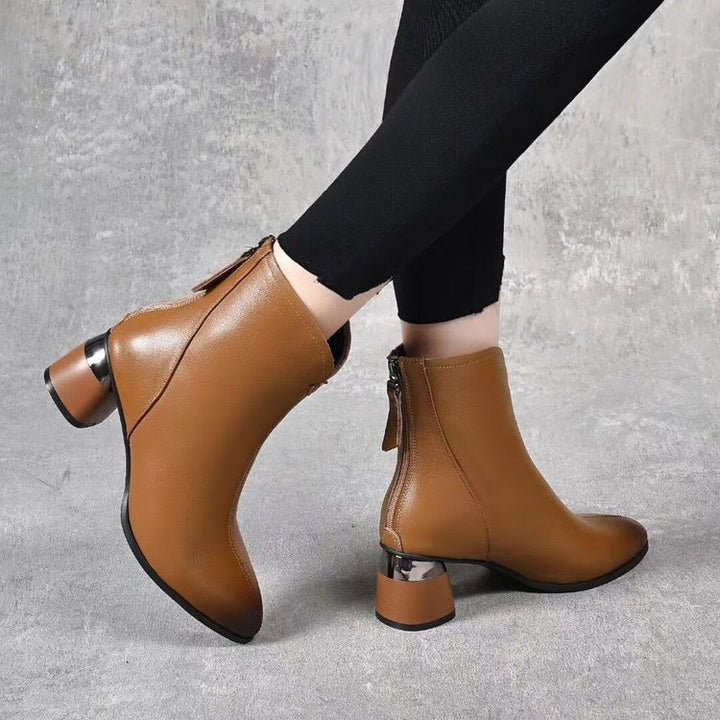 Damen Elegante Ankle Boots mit Glanz-Detail Drune