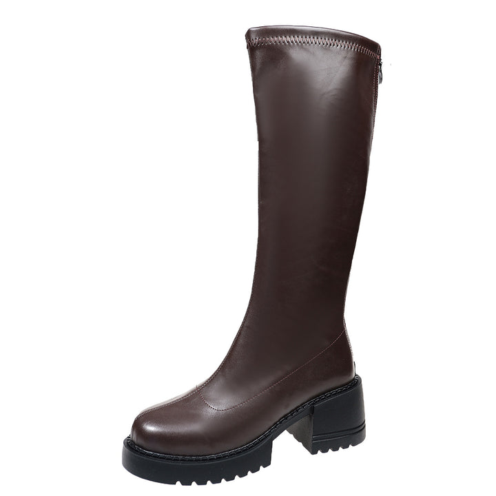Damen Hochwertige Stiefel mit Blockabsatz Drune