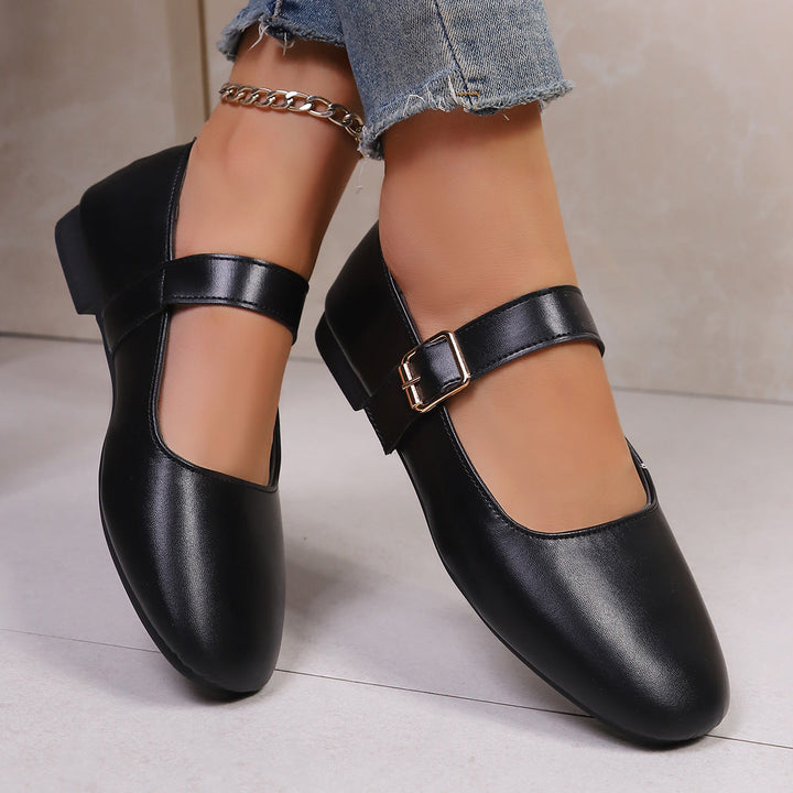 Damen Ballerina-Schuhe mit verstellbarem Riemendesign und bequemem Fußbett Drune