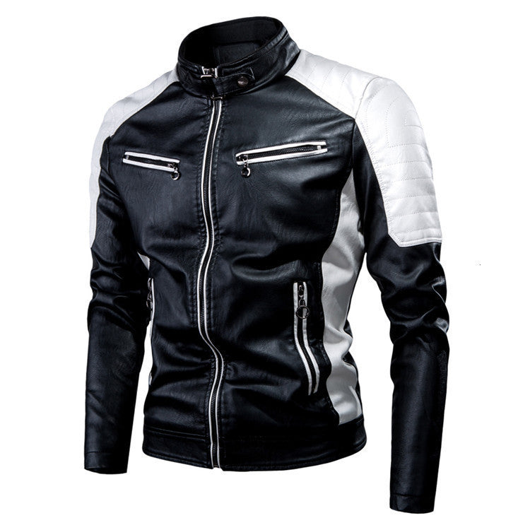 Herren Kunstleder-Pilotenblouson im Rennsportstil mit gesteppter Schulterpartie Drune