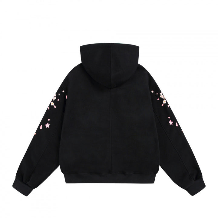 Unisex Oversize-Kapuzensweatshirt mit Kirschblüten-Print, Kängurutasche und lockerem Schnitt Drune