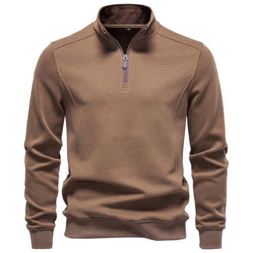 Herren Troyer-Pullover mit kurzem Reißverschluss und Stehkragen Drune
