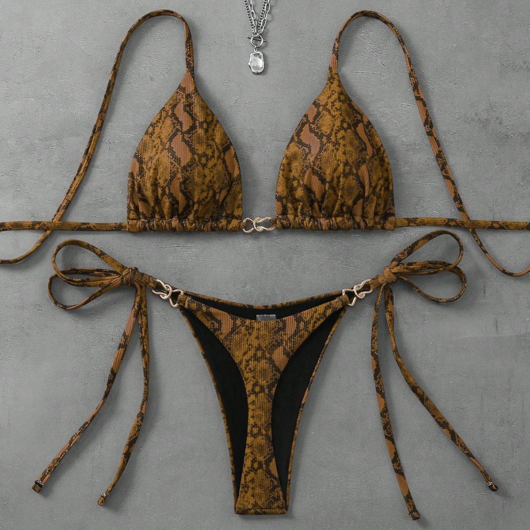 Damen Triangel-Bikini mit aufregendem Leopardenmuster Drune