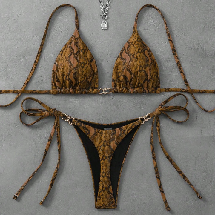 Damen Triangel-Bikini mit aufregendem Leopardenmuster Drune