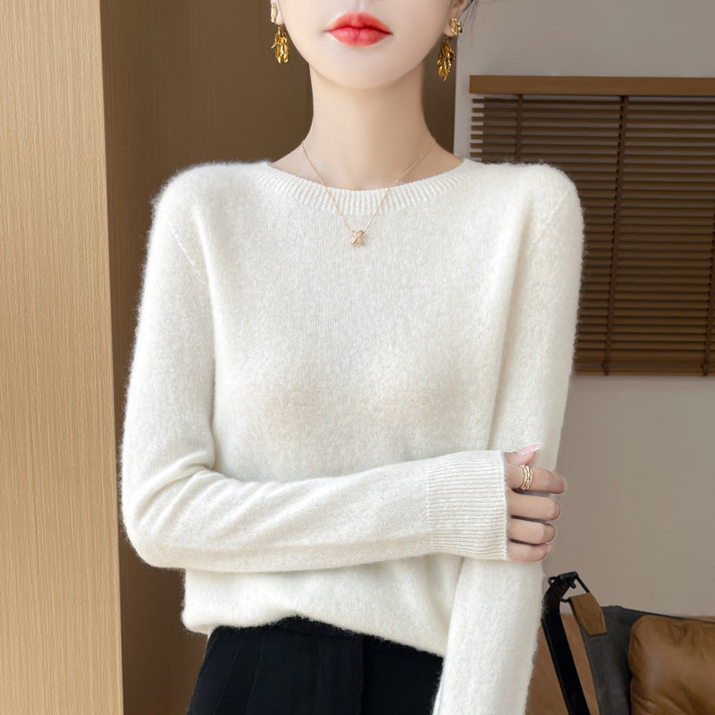 Damen Weicher Mohair‑Optik Rundhals‑Pullover mit feinem Rippsaum und leichter Oversize‑Passform Drune