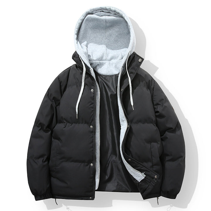 Herren wattierte Steppjacke mit integriertem Hoodie-Innenlayer und winddichter Außenlage Drune