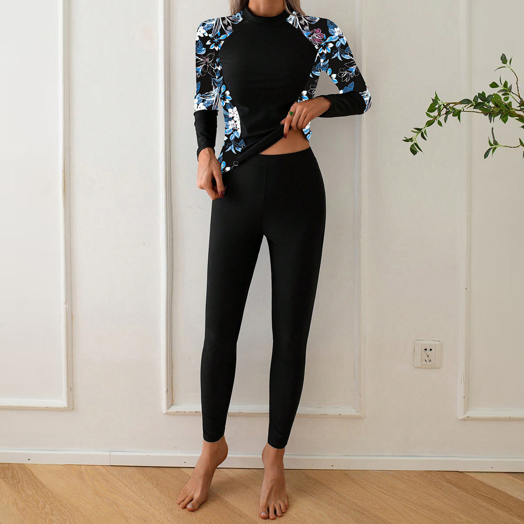 Damen Langarm Rashguard mit floralem Design Drune