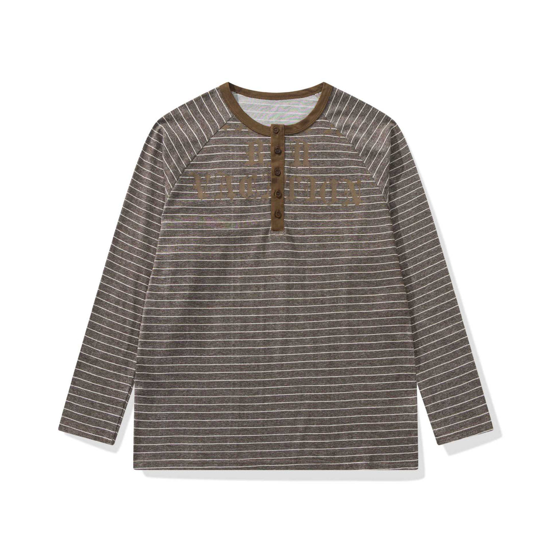 Herren Longsleeve-Henley mit Raglanärmeln und Knopfleiste Drune