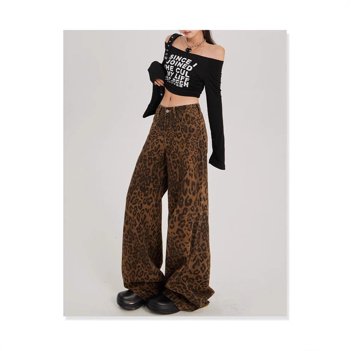 Damen Weite Leoparden-Hosen Drune