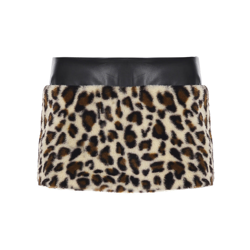 Damen Kunstleder Rocks mit Leopardenmuster Drune