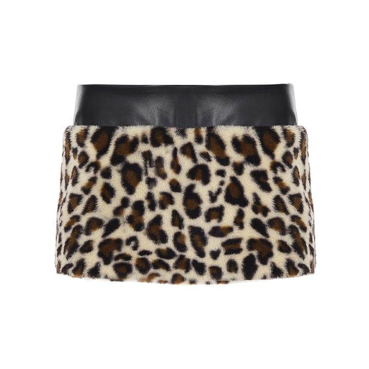 Damen Kunstleder Rocks mit Leopardenmuster Drune