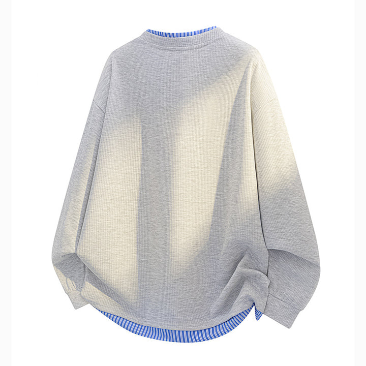 Unisex Oversize Henley-Langarmshirt mit Rippenstruktur und Einsatzlayer Drune