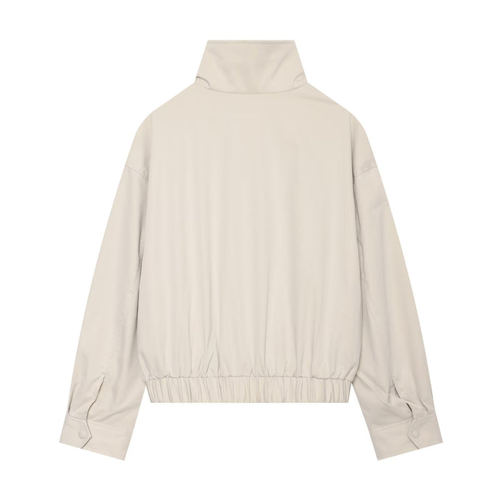 Damen Kurz geschnittene Trench-inspirierte Jacke mit hohem Stehkragen und Taillengürtel Drune