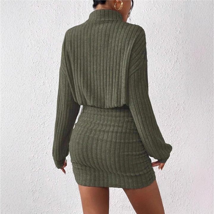 Damen Strickkleid mit Rollkragen und angeschnittenen Ärmeln Drune
