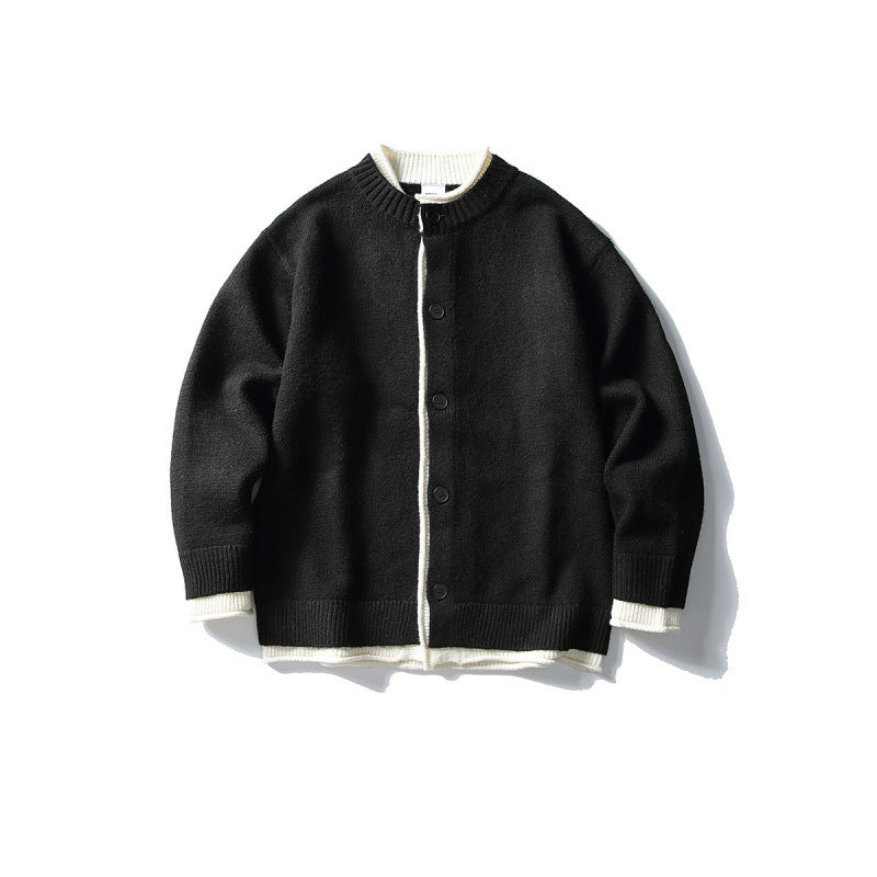 Unisex Boxy-Strickjacke mit kontrastbesetzten Kanten und Rippenabschlüssen Drune