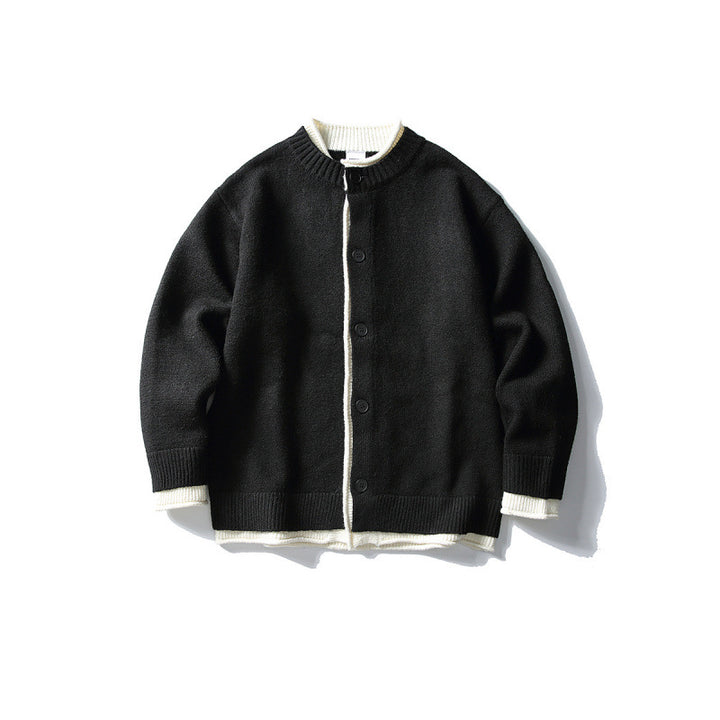 Unisex Boxy-Strickjacke mit kontrastbesetzten Kanten und Rippenabschlüssen Drune