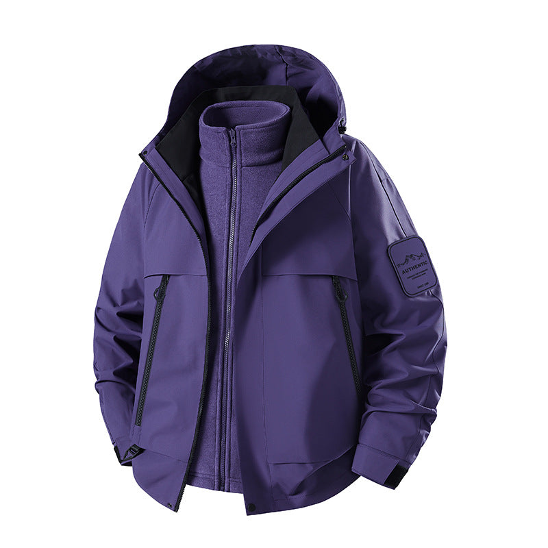 Herren multifunktionale Wasserfeste Softshell-Regenjacke mit abnehmbarer Fleece-Innenjacke Drune