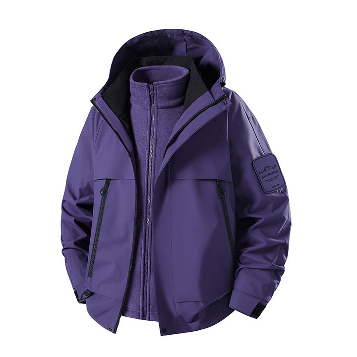 Herren multifunktionale Wasserfeste Softshell-Regenjacke mit abnehmbarer Fleece-Innenjacke Drune