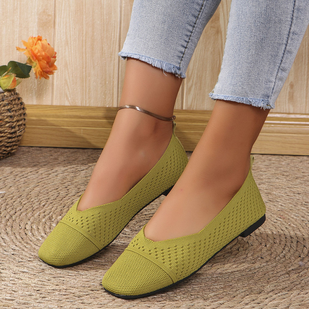 Damen atmungsaktive Ballerinas mit elegantem Lochmuster und rutschfester Sohle Drune
