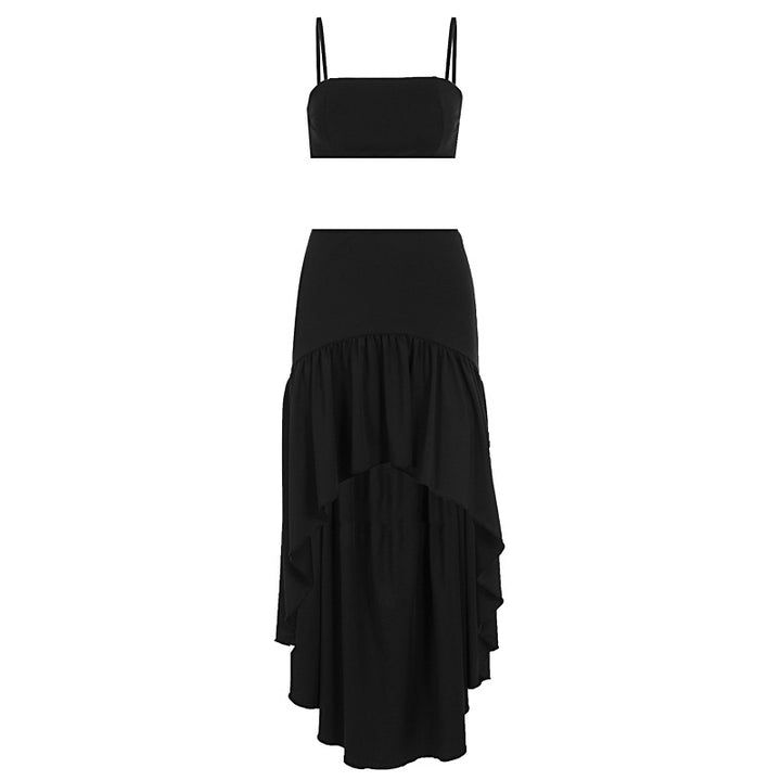 Damen Set aus Crop-Top und asymmetrischem Maxirock Drune