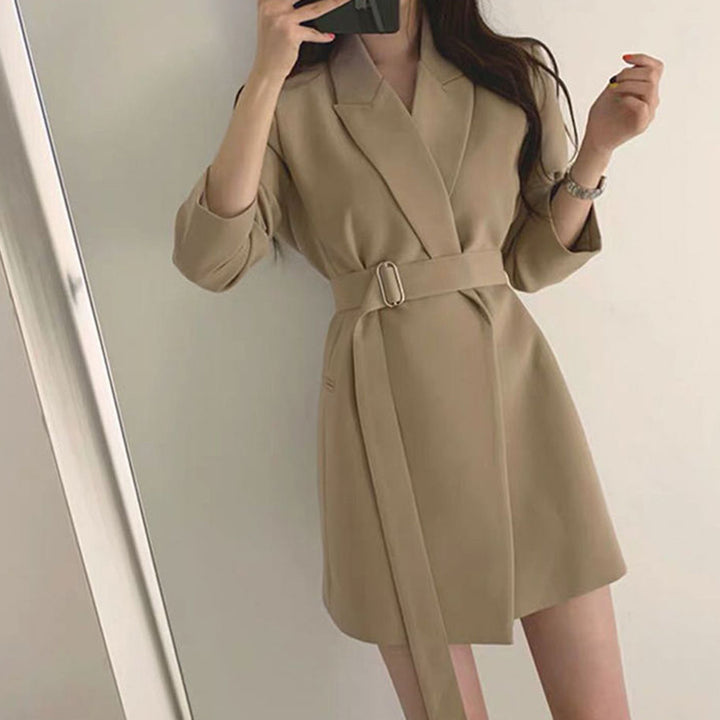 Damen Eleganter Blazer mit Taillengürtel Drune