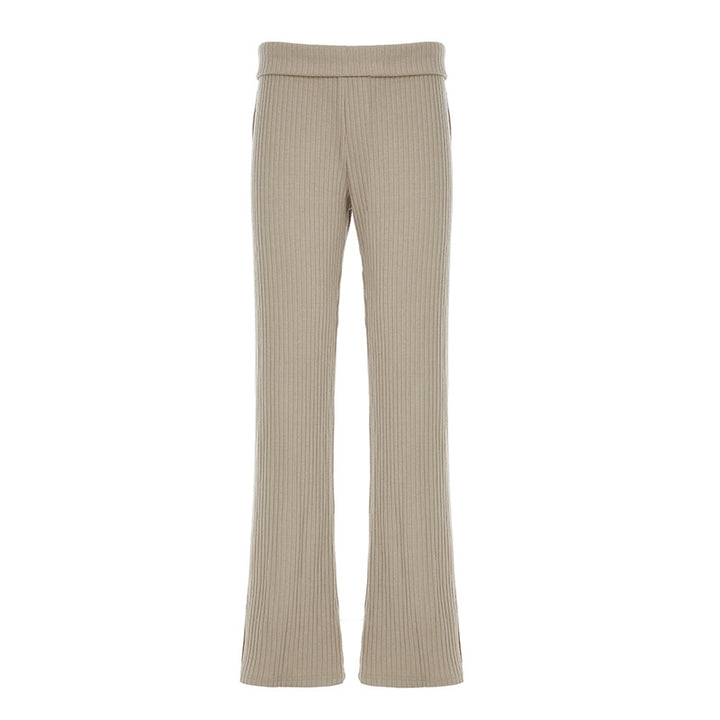 Damen Weite Ripp-Optik Flared-Hose Drune