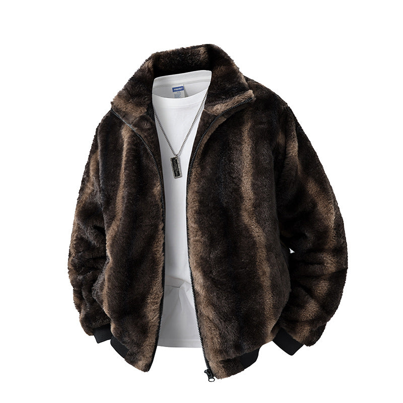 Herren Fleecejacke mit hohem Kragen und elastischem Bund Drune