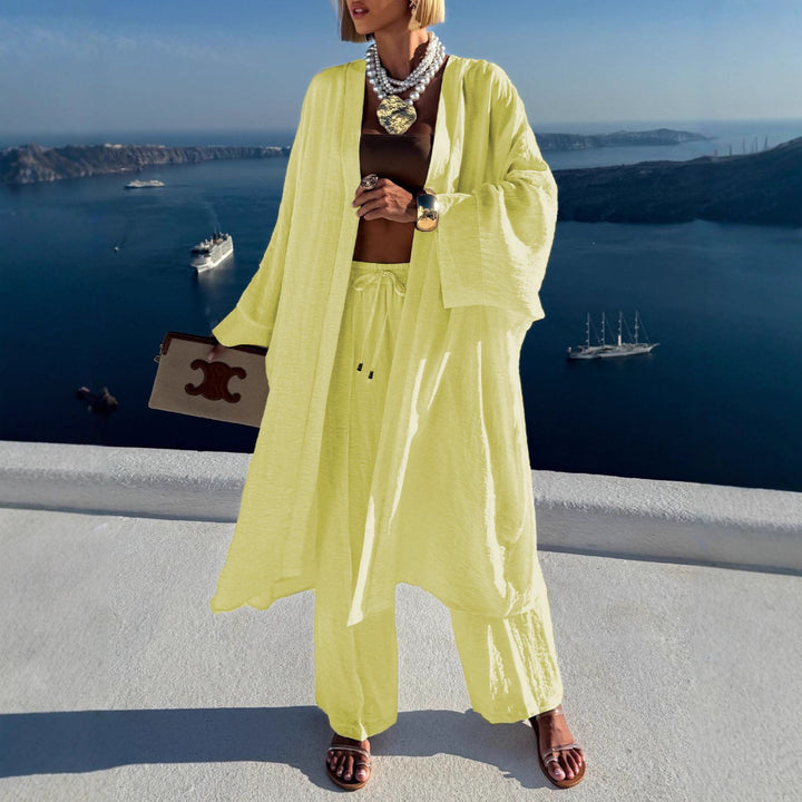 Damen luftiger Kaftan-Set mit weiten Ärmeln Drune