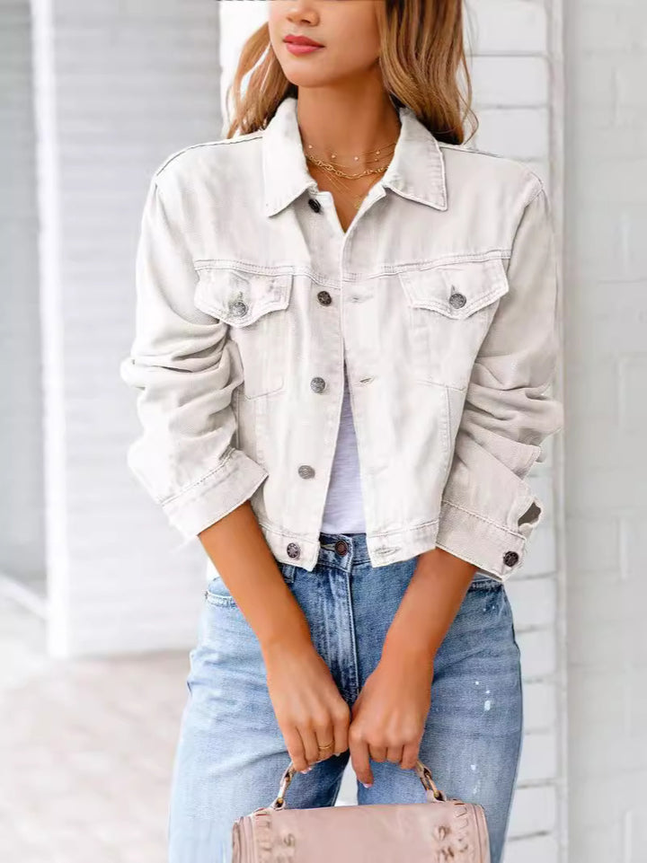 Damen Kurze Denimjacke mit modischem Schnitt Drune