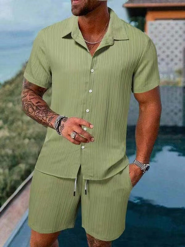 Herren atmungsaktives Sport-Set mit Kurzarm-Hemd und Shorts Drune
