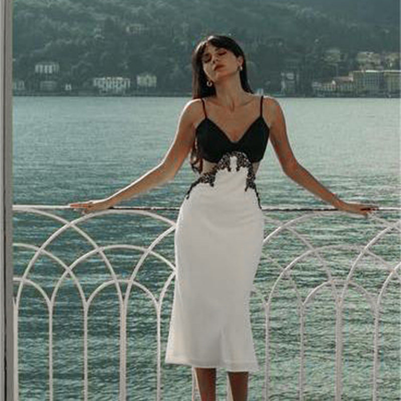 Damen Elegantes Maxikleid mit zarter Spitze und figurschmeichelndem Schnitt Drune