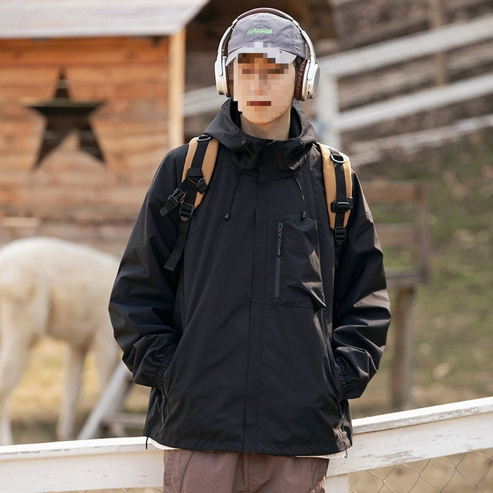 Damen technische Oversize-Outdoorjacke mit Kapuze, wasserabweisender Hülle & Kordelzug Drune