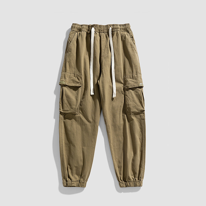 Herren Cargo-Jogger im Military-Style aus Baumwoll-Twill mit Tunnelzugbund und Mehrfachklappentaschen Drune
