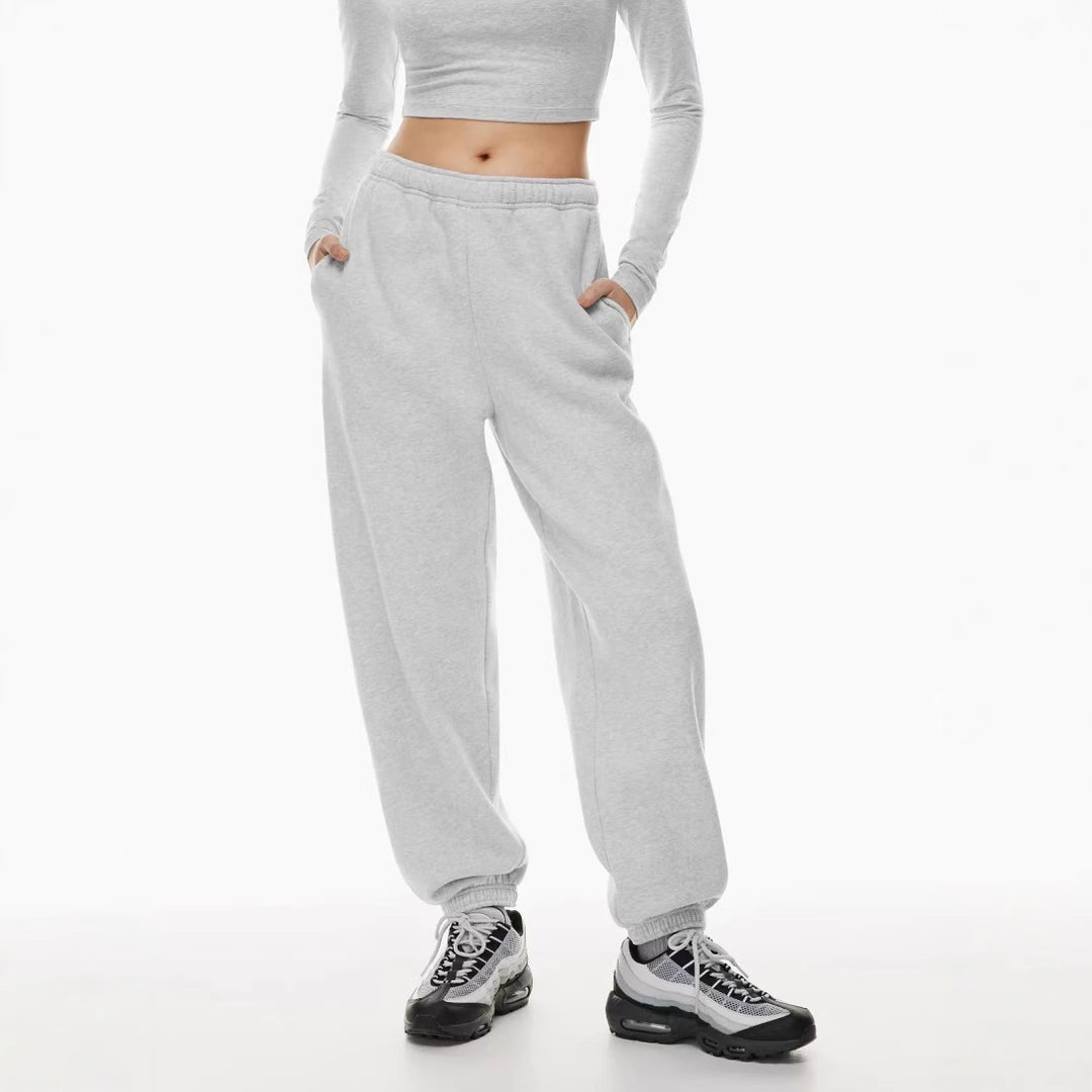 Damen nan gebürstete Relax-Jogginghose mit extra weitem Bein und elastischem Rippabschluss Drune