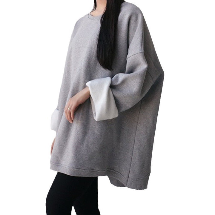 Damen Oversize-Fleece-Sweatshirt mit verlängertem Rückenteil und überschnittenen Schultern Drune