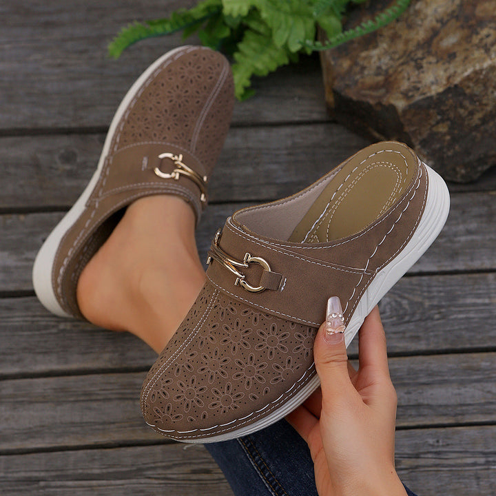 Damen Clogs mit floralem Lochdesign und komfortabler Fußbettgestaltung Drune