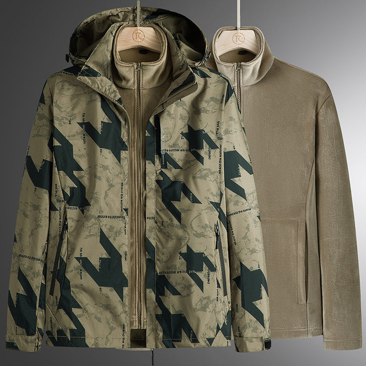 Herren modularer Softshell-Parka mit herausnehmbarer Fleece-Innenjacke, winddichter Außenhülle und verstellbarer Kapuze Drune