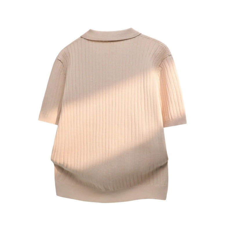Damen Elegantes Kurzarm-Strickpoloshirt Drune
