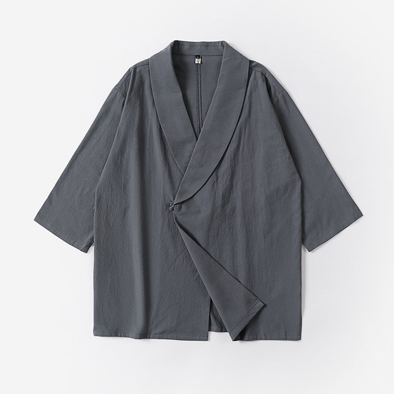 Unisex Oversize-Kimono-Jacke mit Schalkragen und Wickelverschluss Drune